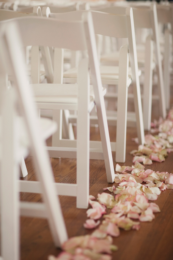 ceremony details - light pink rose petals lining aisle - photo by Orange County wedding photographer Stephanie Williams 